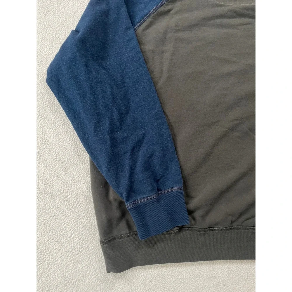 American Eagle Mens XL Hoodie Gray Blue Distressed Eagle Graphic Raglan Pullover